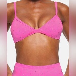 SKIMS Rhinestone Triangle Bralette – Size 2X, Taffy Pink